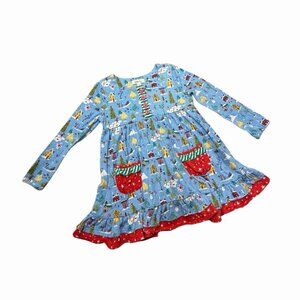 Matilda Jane Christmas Village Long Sleeve Ruffle Pajama Dress Girls Size 4